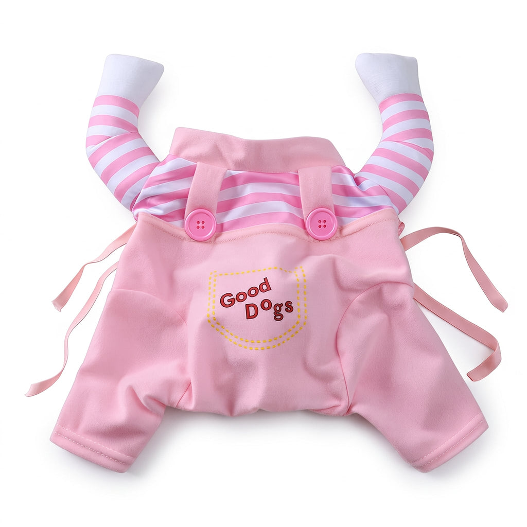 Pink Good Dogs costume laid flat