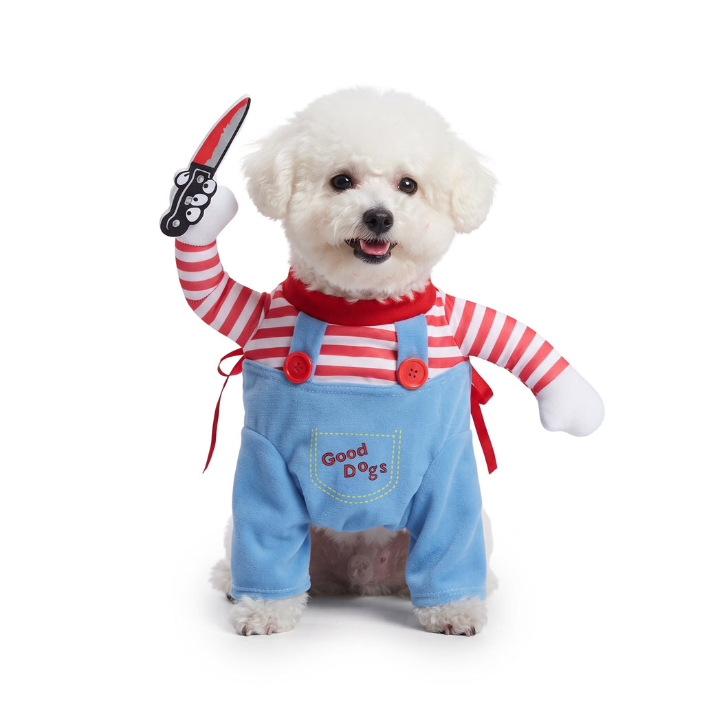 Dog sitting in the Good Dogs costume